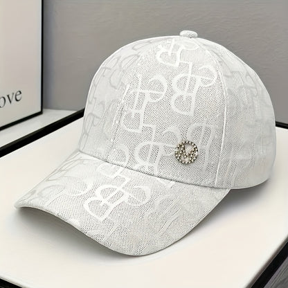 Women'S Adjustable Baseball Cap - Lightweight, Embroidered Jacquard Design, Sun Hat for Spring & Summer, Casual Fashion Trend, Daily Use, Holiday Theme, Adjustable Size