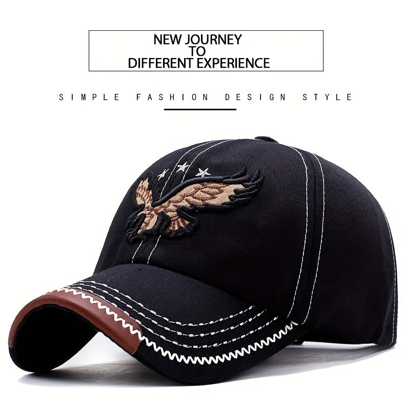 1pc Unisex Sunshade Breathable Baseball Cap With Eagle Embroidery For Outdoor Sport, Ideal choice for Gifts