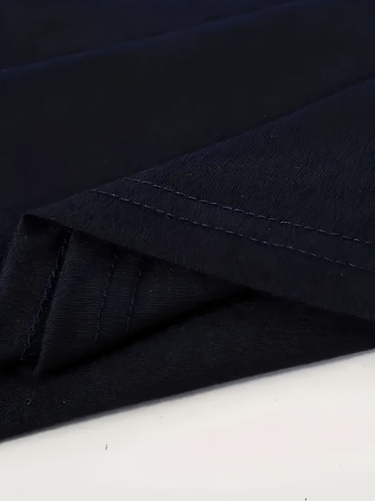 Men'S V-Neck Short Sleeve T-Shirt - Lightweight & Breathable, Casual Fit, Solid Black, Perfect for Summer, High-Quality Knit Fabric, Everyday Tshirt | Casual Style | Comfortable Fit