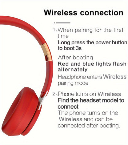 1pc Retro Style Wireless Headphones with HiFi Sound, Foldable & Portable Design, Built-in Radio, Condenser Mic, Button Control, Compatible with Cellphones, Ideal for Gaming, Exercise, Home Use - 5.3 Chip, Type-C Charging, Non