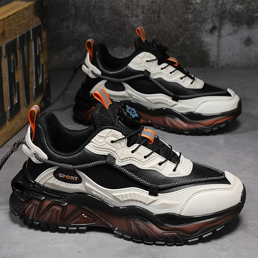 Men'S Preppy Sports Sneakers - All-Season Casual Lace-Up Shoes with Faux Upper, Fabric Inner & PVC Sole - Round Toe Low Top for Daily Wear