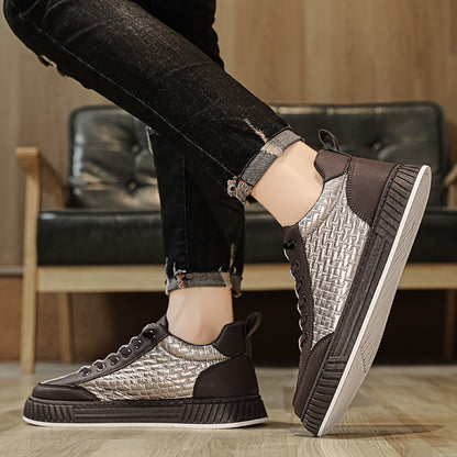 [Urban Appeal] Trendy Solid Color Low Top Sneakers, All-Season Lace-Up Casual Shoes with Faux Upper, Fabric Inner, Rubber Sole, and Comfortable Cloth Insole, Versatile Trainers | Modern Sneakers | Durable Rubber Sole