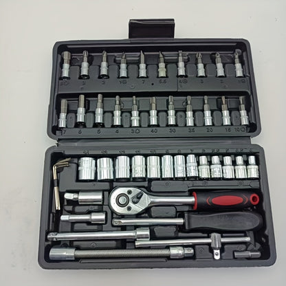 Multifunctional Integrated-Piece and 216pcs Car Repair Set, Suitable, Bicycles, Motorcycles Manual Wrench Socket Set, All-in-One Integrated Solution WY46&216-H4-0510-14