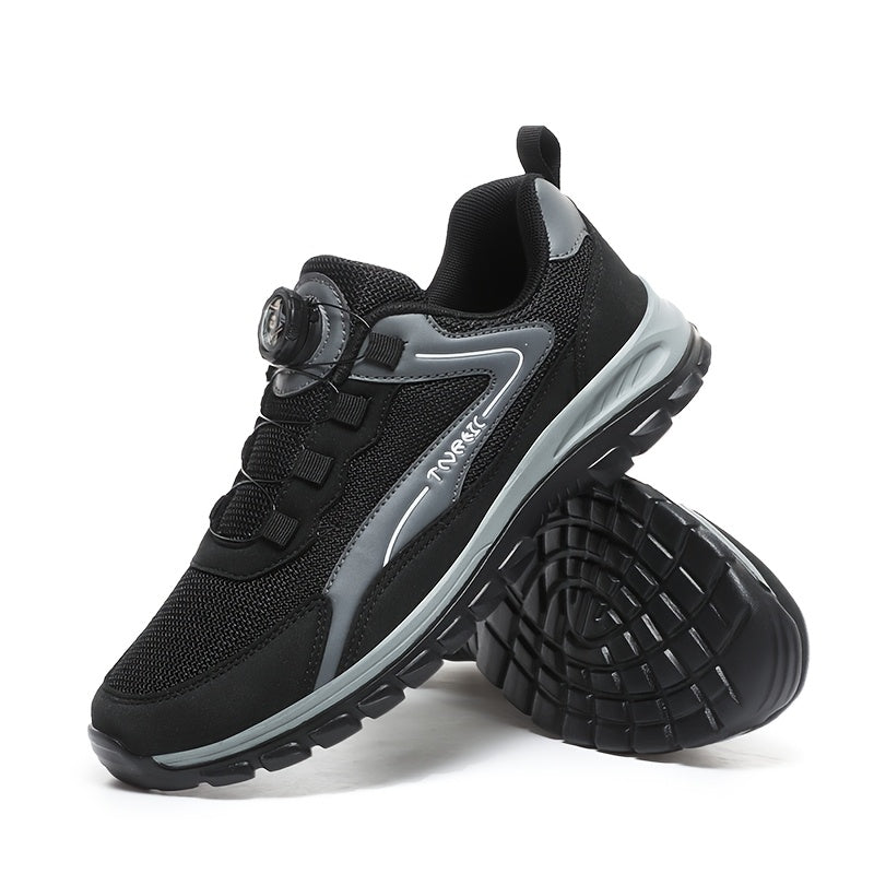Men'S Lightweight Breathable Outdoor Walking Shoes - Low-Top Comfortable Sneakers with EVA Cushioning, Fabric Upper & Sole for Hiking, Jogging, Casual Wear - Black/White Striped Design, Hiking Shoes, Jogging Footwear, Stylish