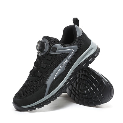 Men'S Lightweight Breathable Outdoor Walking Shoes - Low-Top Comfortable Sneakers with EVA Cushioning, Fabric Upper & Sole for Hiking, Jogging, Casual Wear - Black/White Striped Design, Hiking Shoes, Jogging Footwear, Stylish