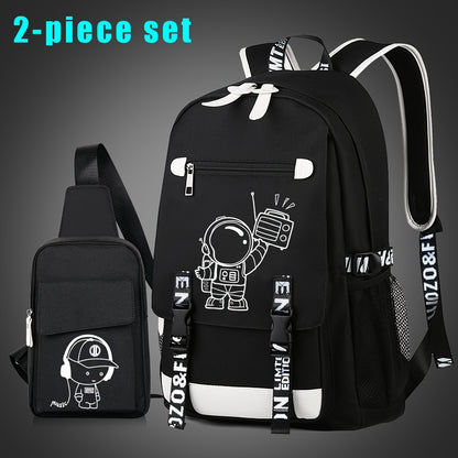 2pcs/set Luminous Men's Backpacks, Casual College Backpacks, Simple Cool Large Capacity Backpacks, Travel Computer Bag