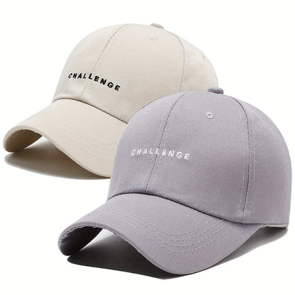 2pcs Adjustable Baseball Caps with "CHALLENGE" Embroidery - Lightweight, Breathable Polyester for Men & Women, Perfect for Outdoor Sports, Casual Wear & Holiday Gifts, Casual Headwear | Embroidered Cap | Durable Headgear