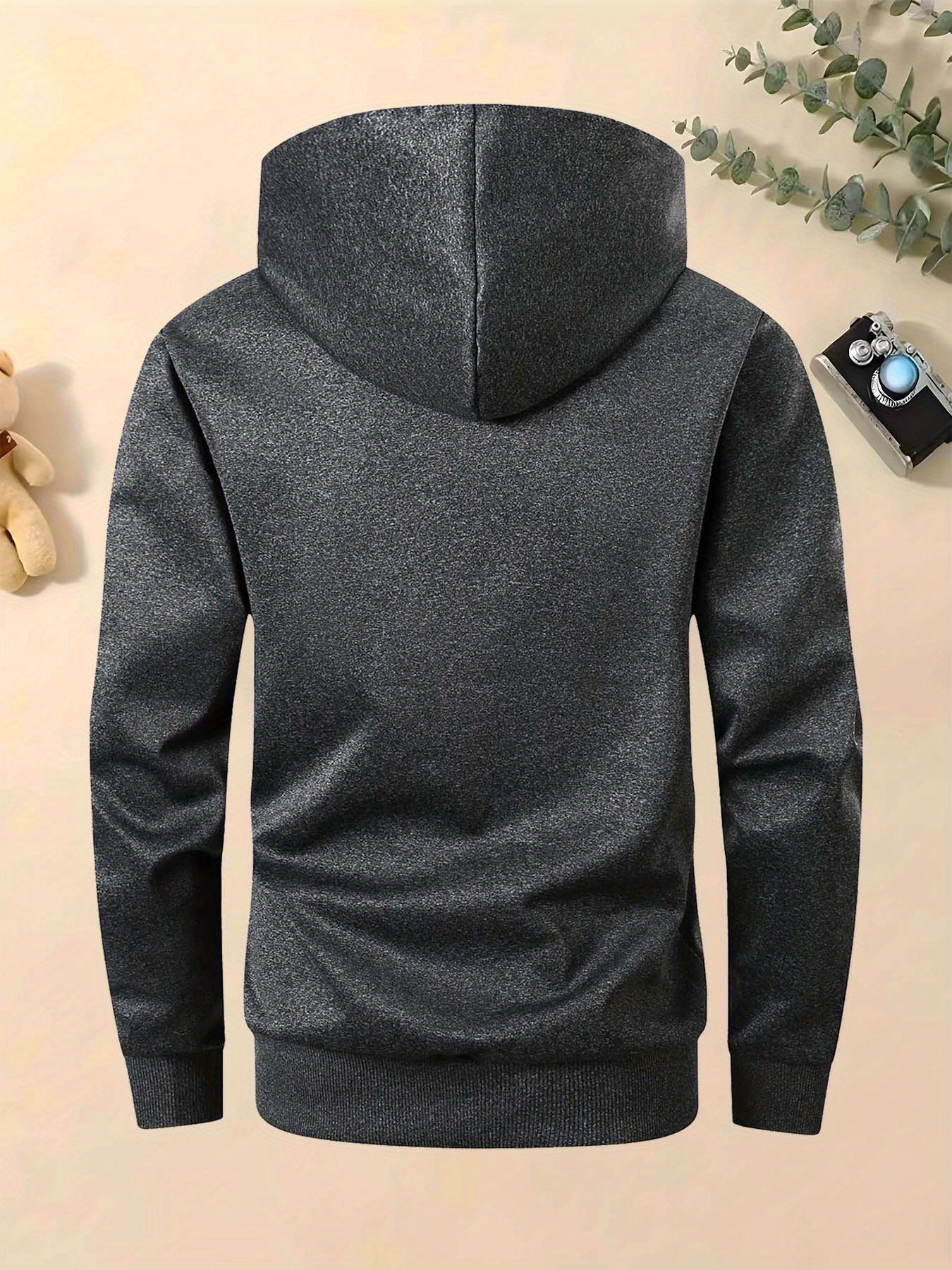 Men's Trendy Autumn-Winter Hooded Jacket Set with Calvin Print, Casual Youth Sportswear Outfit