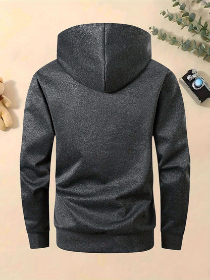 Men's Trendy Autumn-Winter Hooded Jacket Set with Calvin Print, Casual Youth Sportswear Outfit