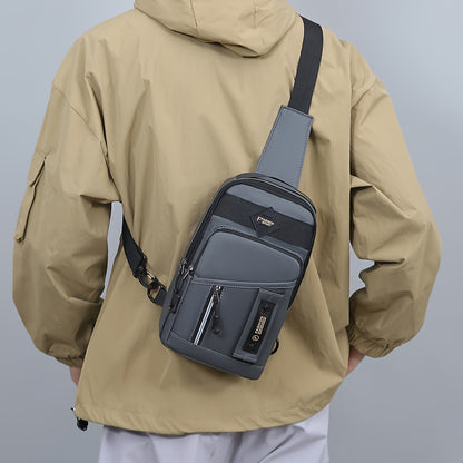 1pc Men's New Large Capacity Bag, Multilayer Storage Crossbody Bag, Trendy Fashion Chest Bag
