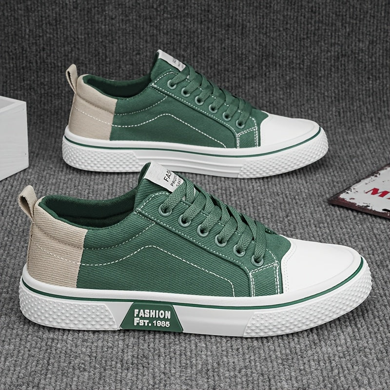 Men'S Breathable Fabric Casual Canvas Shoes, Low-Top Lace-Up Outdoor Sneakers, Trendy Skate Shoes.