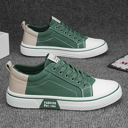 Men'S Breathable Fabric Casual Canvas Shoes, Low-Top Lace-Up Outdoor Sneakers, Trendy Skate Shoes.