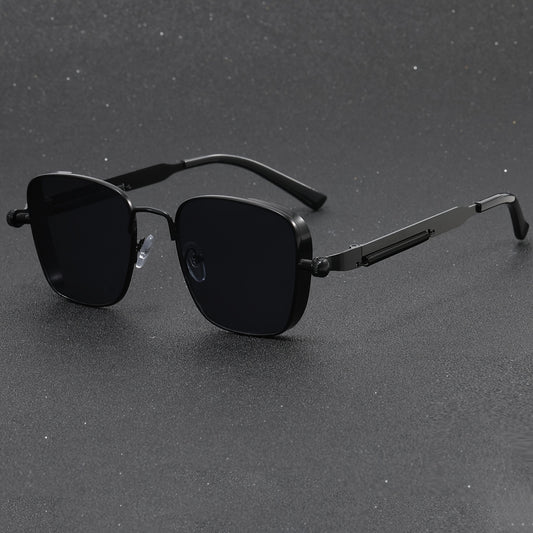 1 Pair Men's Metal Square Retro Street Fashion Glasses - Full-Frame Black Vintage Design for Daily Commute, &, Stylish Glasses, Modern Touch Eyewear, Quality Eyewear