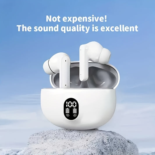 Wireless Earphones, True Wireless Earphones, LED Power Display, with Wireless Charging Box, Anti-Drop Sports Earphones, In-Ear Earphones with Microphone, Suitable for Smartphones, Laptops, TVs, Computers, Sports, Men And Wome