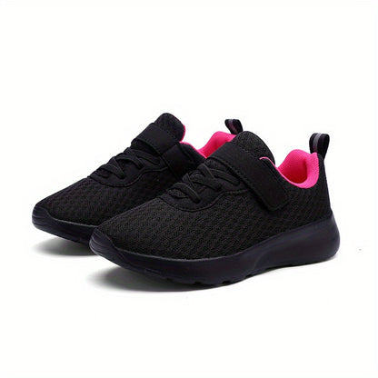 Girls' Fashionable Mesh Running Footwear, Casual Athletic Style, 28-40 Sizes, Magenta Accent, EVA Sole, PU Insole, for Spring/Fall