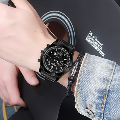 AIYISHI Men's Luxury Business Quartz Watch | | Luminous Hands & Markers | Date Display | Zinc Alloy Case and Band | Analog Dial with Subdials | Ideal for Professional Gifting