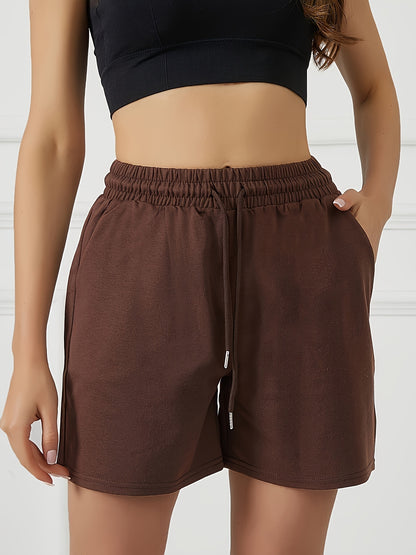 Summer Women'S Casual Shorts with Two Pockets, Drawstring Waist, Suitable for Running, Yoga, And Workouts, Loose And Comfortable, Five-Point Length.
