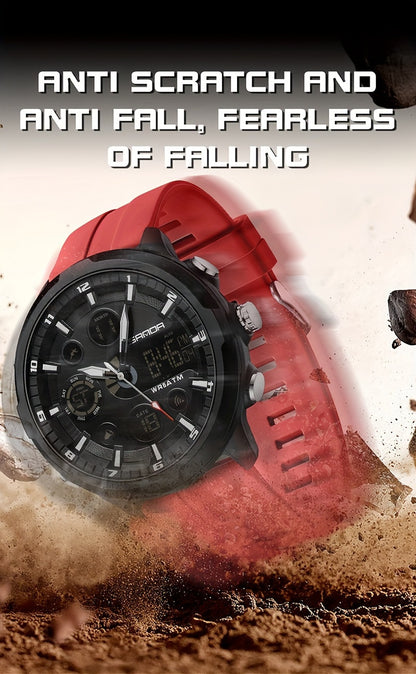 SANDA Men'S Digital Outdoor Sports Wristwatch,Waterproof Multifunctional Chronograph Quartz Watch For Gift Clock 9053