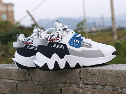 Men'S Stylish High-Top Sneakers with "WOD" Logo - Comfortable, Non-Slip Lace-Up Athletic Shoes for Outdoor Activities, All-Season Wear, Casual Sports Style, Rubber Sole, Fabric Upper, Casual Athletic Shoes | Stylish High Top