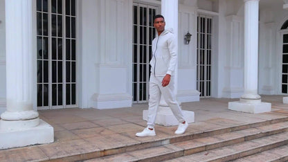 2pcs Men's Solid Color Hooded Long Sleeve Sweatshirt + Pants Set, Casual Co-ord Sports Fitness Set
