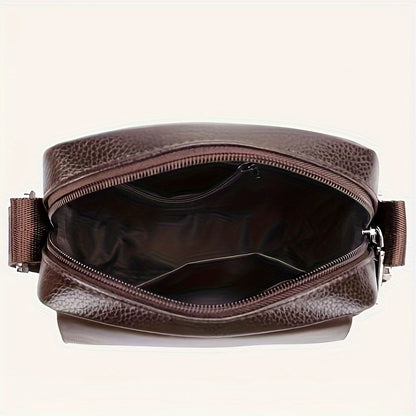 Men's Microfiber Leather Shoulder Bag Basic Style with Buckle for Daily Commute - Adjustable Strap No-Print Messenger Bag - Business Casual Crossbody Bag