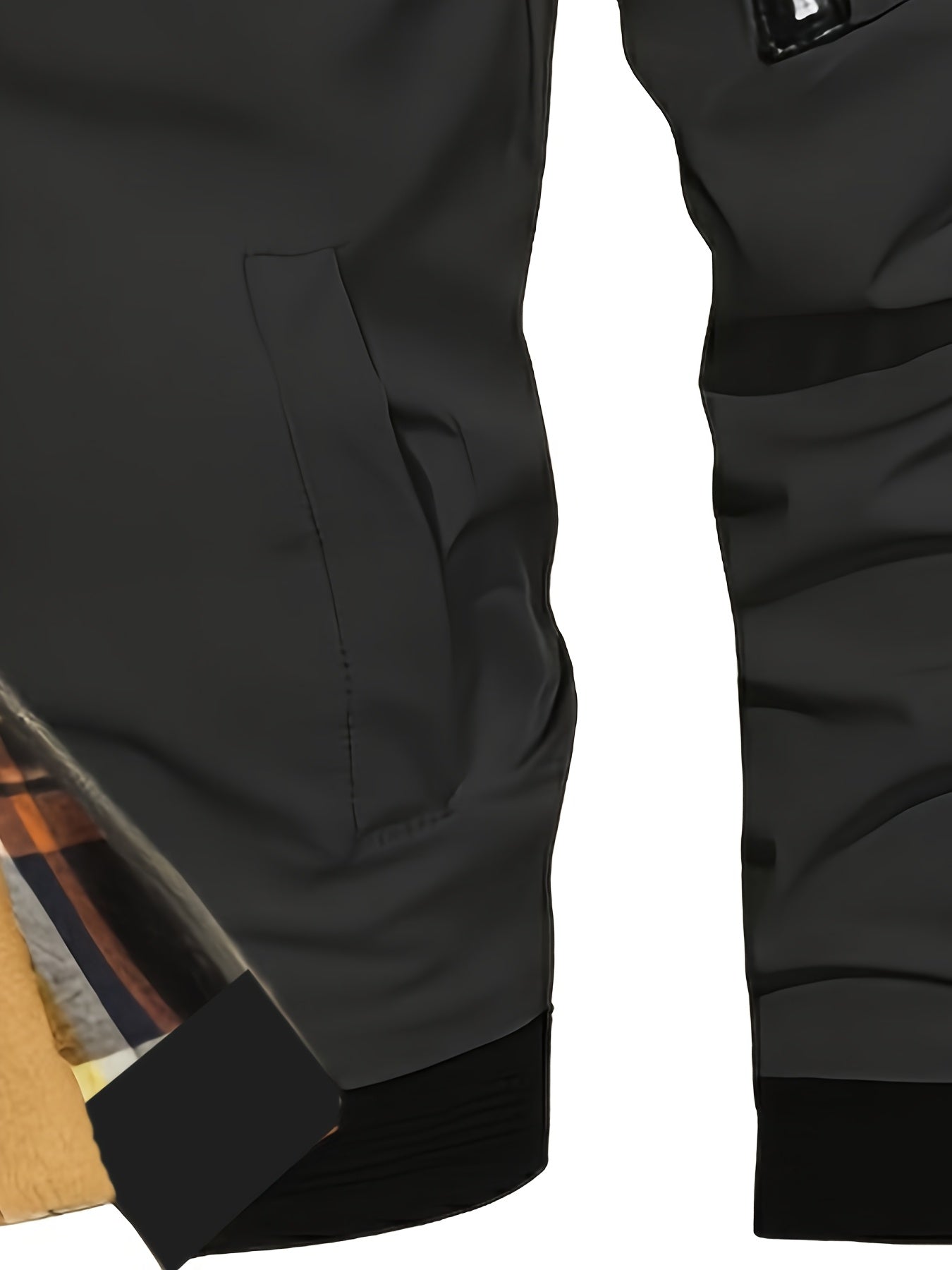 Men'S Warm Fleece-Lined Hooded Jacket with Plaid Details - Casual Winter Coat for Outdoor Activities, Zip-Up, Regular Fit, Polyester Lined, Functional Pockets, Windproof & Warm, Functional Winter Jacket | Stylish Men'S Jacket