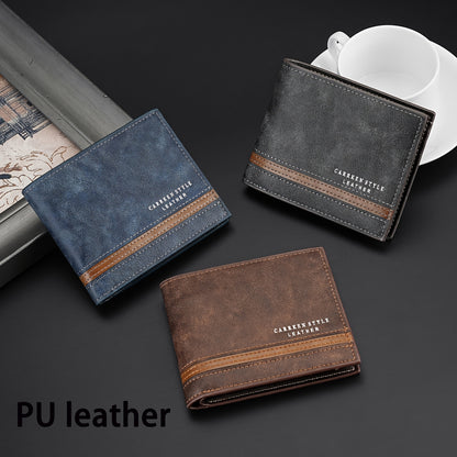 1pc Men's Short Wallet, Fashion Horizontal Multi-card Slots Zipper Coin Purse