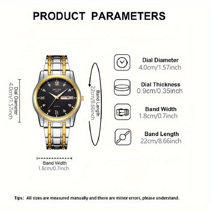 1pc Men's Round Luminous Quartz Watch, Wristwatch