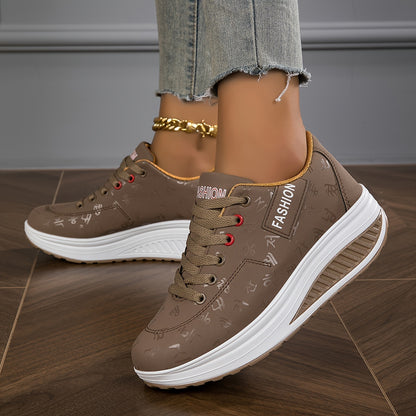 Women's Fashion Sneakers - Low-Top Lace-Up Casual Shoes with Synthetic Cover Upper, Breathable Fabric Lining & MD Cushioned Sole for All-Day Comfort - All-Season Versatile Wear, Everyday Comfort Footwear, Sleek Shoe Design, S
