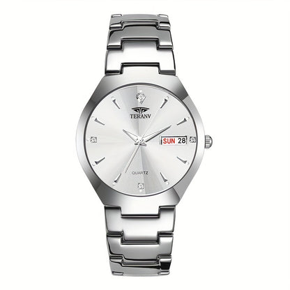 DEBLVE Men's Business Quartz Watch with Luminous Hands, Calendar & Date Display, Stainless Steel Black Dial - Minimalist Luxury Design for Travel, Leisure & Professional Use, Formal Timepiece