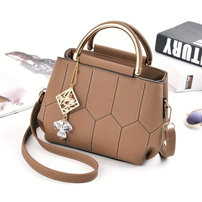 Women's Elegant Quilted Crossbody Shoulder Bag - Adjustable Strap & Golden-Tone Hardware, Dark Green & Golden-Tone Handbag with Zipper Closure, Versatile for Casual & Formal Occasions, Everyday Accessory, Chic Accessory, Refi