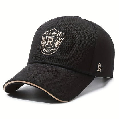 Four seasons hats baseball caps for men and women R letter Joker hat badge wide-brimmed visor
