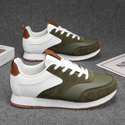 Men'S Breathable Athletic Sneakers - Lightweight, Soft, Non-Slip Running Shoes with EVA Sole for Sports, Travel & Casual Wear - White & Brown Two-Tone Design, Lace-Up Low Tops, All-Season Comfort, Sports Footwear, Sleek Sport