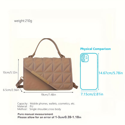 1pc Stylish Black Crossbody Handbag with Golden-Tone Hardware & Diamond Quilted Design - Water-Resistant, Magnetic Closure, Adjustable Strap - Perfect for Daily Commute, Office, or Going Out, Small Crossbody Bag