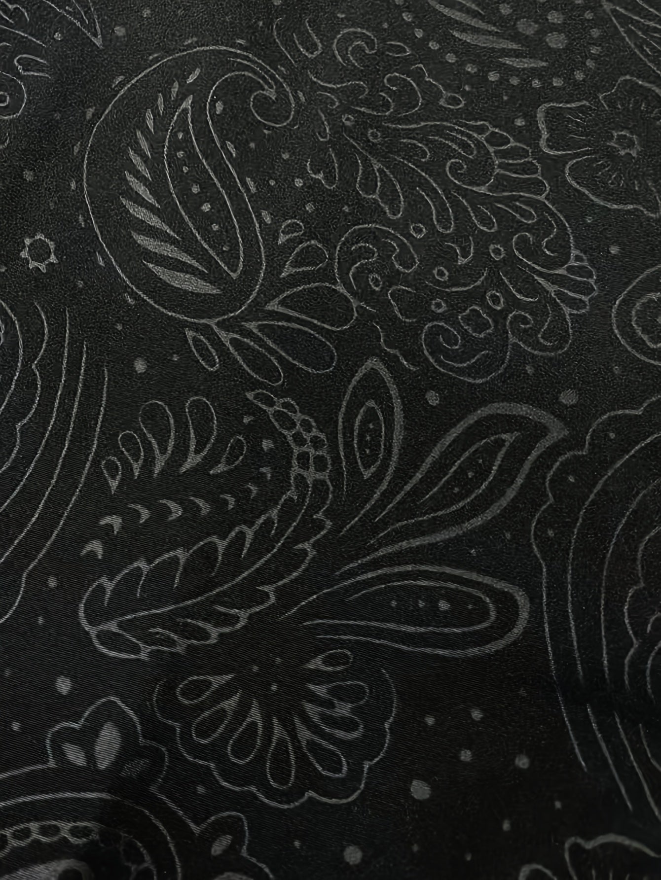 Men's Slim-Fit Black Paisley Print Long Sleeve Shirt - Stylish Button-Up with Unique Irregular Dark Pattern, Polyester, Machine Washable, All-Season Wear
