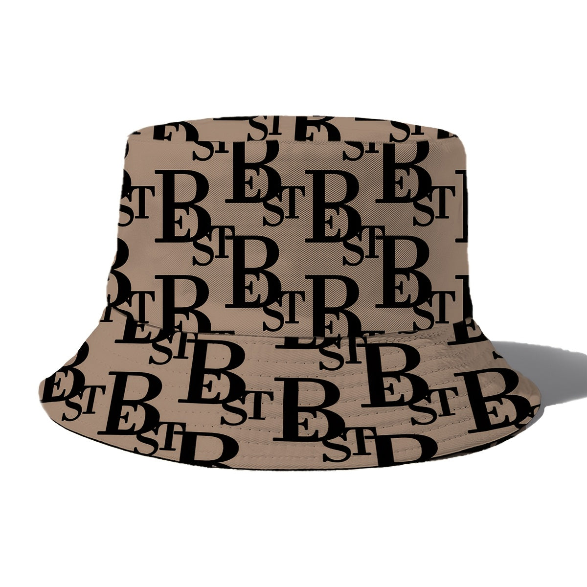 1pc Unisex Bucket Hat with Letter B Print, 100% Polyester, Lightweight, Non-Stretch, Holiday Theme, New Year'S Essential, Outdoor Versatile, Easy to Carry, Woven Craftsmanship, Random Print Pattern