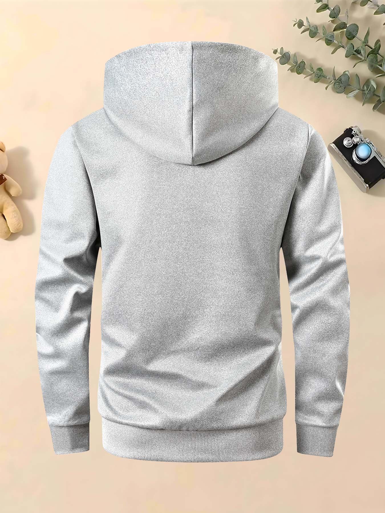 Men's Trendy Autumn-Winter Hooded Jacket Set with Calvin Print, Casual Youth Sportswear Outfit