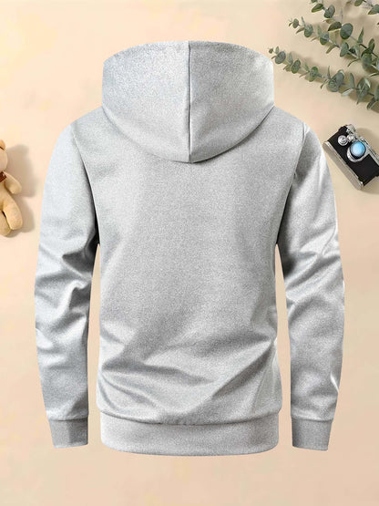 Men's Trendy Autumn-Winter Hooded Jacket Set with Calvin Print, Casual Youth Sportswear Outfit