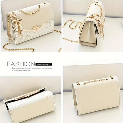 1pc Fashionable Women's flip chain tassel pendant decorative shoulder bag, portable shopping handbag is the best gift for family, loved ones, friends, classmates and oneself, square bread 1-4pcs shoulder bag