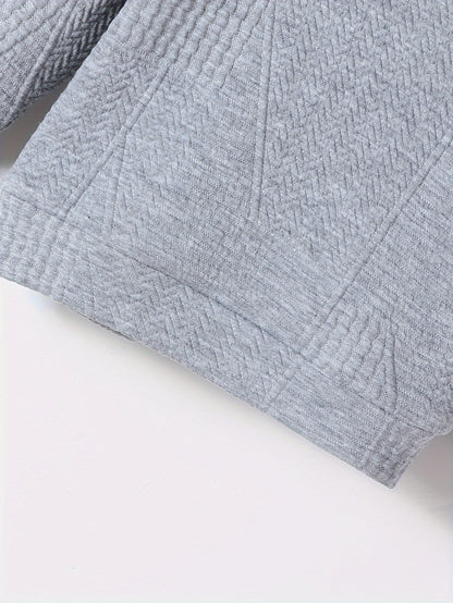 3pcs Set for Boys: New Autumn Shoulder Button Plain Round Neck Sweater, Trousers and Crossbody Bag, Casual and Fashionable Three-piece Set