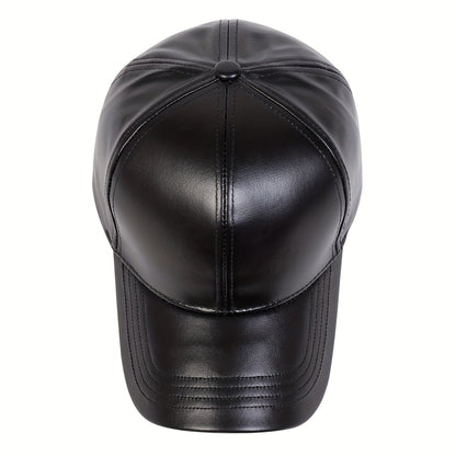 1pc Men's PU Leather Baseball Cap For Autumn And Winter