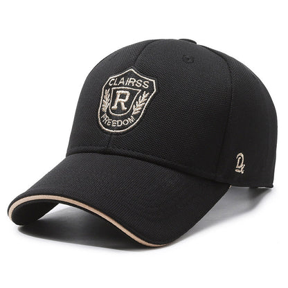 1pc CLAIRS RFreedom Embroidered Baseball Cap - Black Sporty Outdoor Sun Hat with Golden Shield & Wings Design, Polyester, Adjustable Fit for Men, Outdoor Sports Cap | Sporty Baseball Cap | Durable Headgear