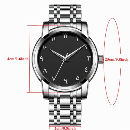 Men's Casual Arabic Numerals Quartz Watch - Scratch-Resistant HD Dial, IPX7 Waterproof, Stainless Steel Strap, Black & Golden Accents - Perfect Gift for Birthdays, Holidays & Family Reunions, Reliable Timepiece, Contemporary