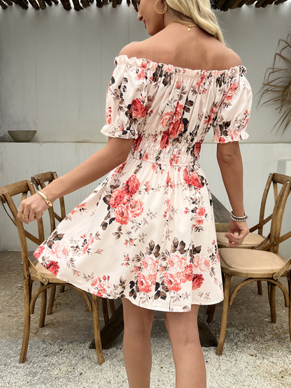 Print Dress for Women - Short Sleeve, A-Line Skirt, Spring/Summer Polyester Fashion, Machine Washable