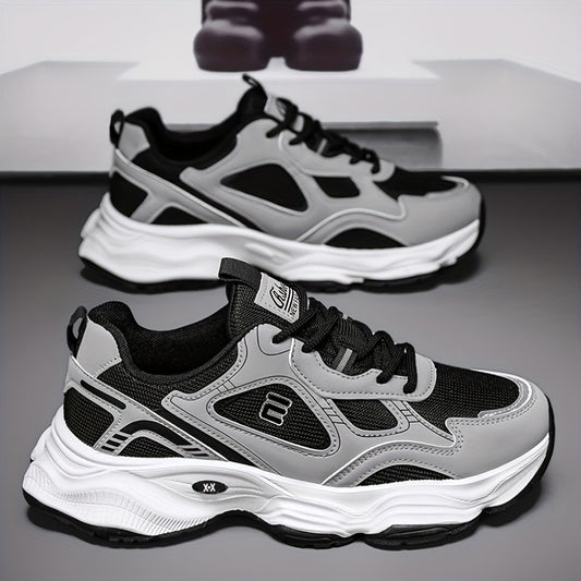 Men'S 2025 New Fashionable Low-Top Sneakers with Thick Sole - Non-Slip, Outdoor Casual Shoes for Teenagers and Young Adults, White and Golden Accents, All-Season Comfort, Casual Footwear | Modern Sneaker Design | Rubber Base