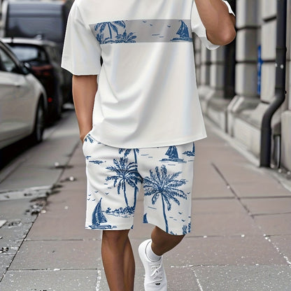 2025 New Men's Casual T-Shirt and Shorts, Regular Print, Fashion Sportswear, Summer Cool 3D Printed Breathable Outdoor Leisure Short Sleeve Set