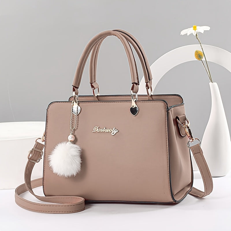 Elegant Black Tote Bag for Women - Large Capacity, Versatile with Detachable Strap, Smooth Finish, Perfect for Work & Casual Outings