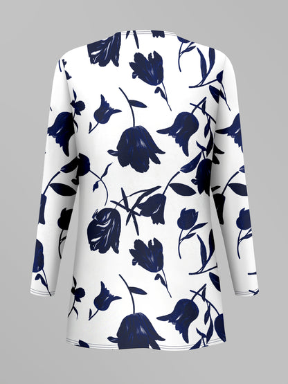 Women'S 3pcs Set, Floral Print Cardigan with Solid Color Cami and Wide-Leg Pants Casual Outfit