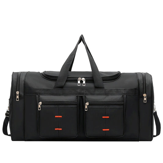 Versatile Large-Capacity Black Nylon Travel Bag for Men & Women - Durable, Adjustable Shoulder Strap, Multi-Compartment Organizer with Front Zipper Pocket - Ideal for Travel, Gym, Yoga, Camping, Work & More, Bags for Travel