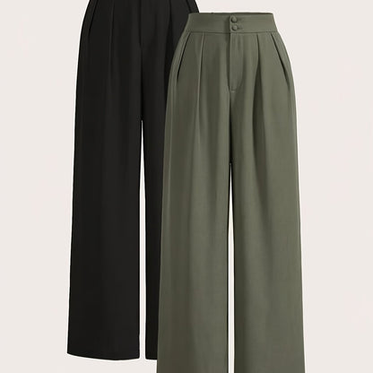 Two-piece Set of High-waisted Wide-leg Pants